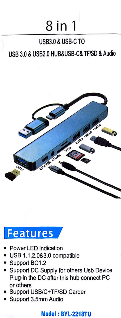 Type-C Adapter 8 in 1 USB 3.0 zu USB-C BYL-2218TU