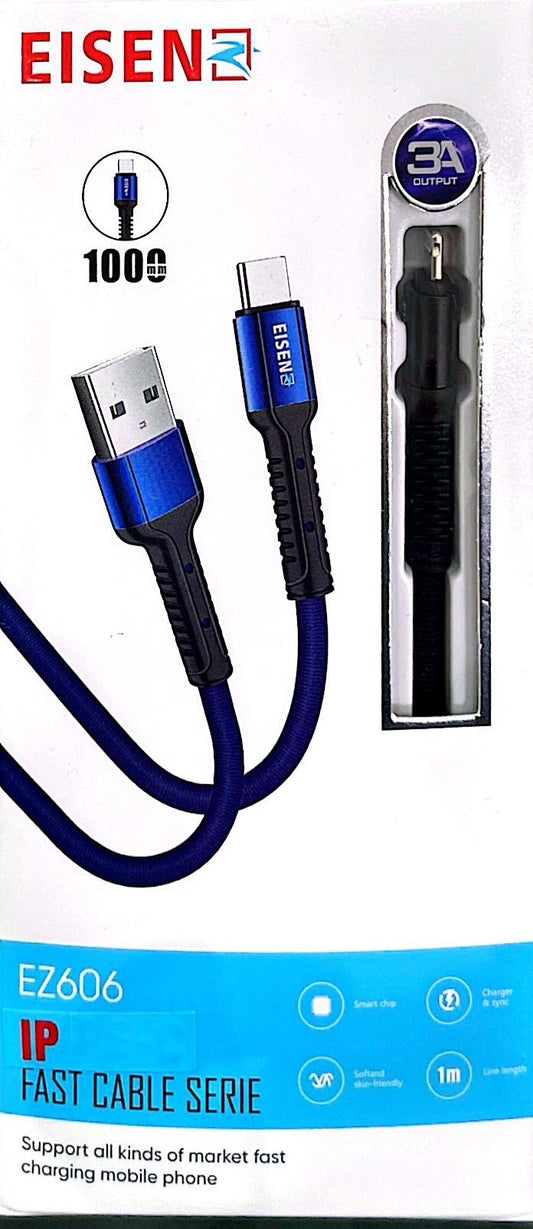 Eisenz Ladekabel USB A zu USB-C EZ606 1000mm 3A Datenübertragung
