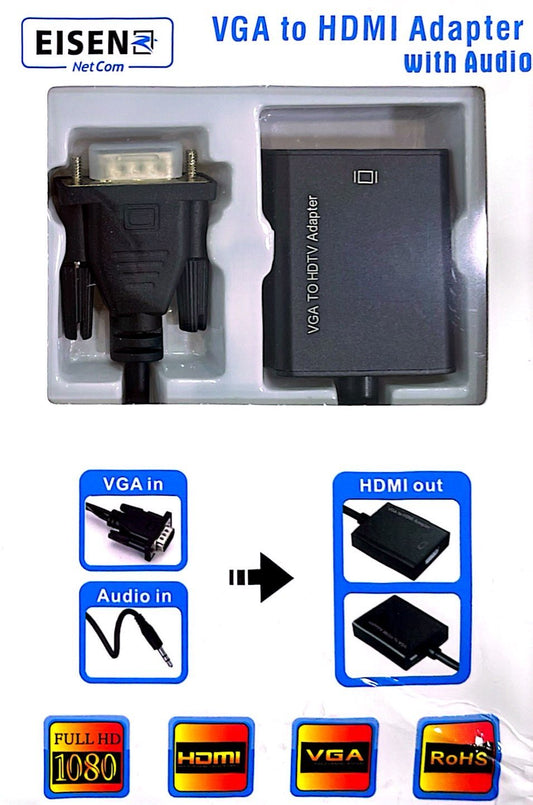 Eisenz VGA zu HDMI Adapter mit Audio 1080p